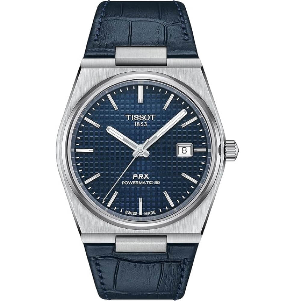 Tissot PRX Powermatic 80 Leather Blue Strap Watch